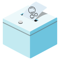 bubbles and ballot box with ballot