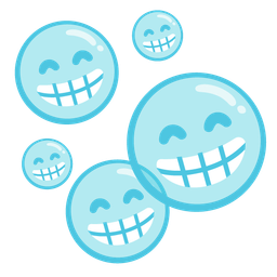 Bubbles and Beaming face with smiling eyes