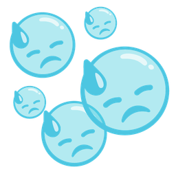 bubbles and downcast face with sweat