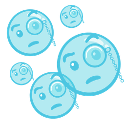 bubbles and face with monocle