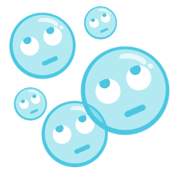 bubbles and face with rolling eyes