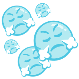 bubbles and face with steam from nose