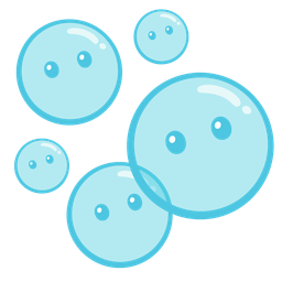 bubbles and face without mouth