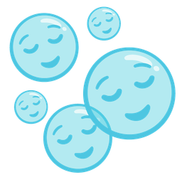 bubbles and relieved face