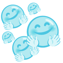 Bubbles and Smiling face with open hands