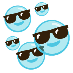 bubbles and smiling face with sunglasses