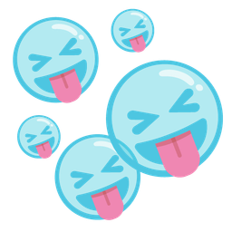 Bubbles and Squinting face with tongue