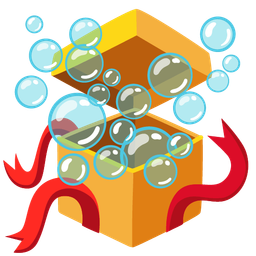 bubbles and wrapped gift