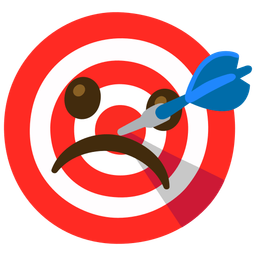 bullseye and frowning face