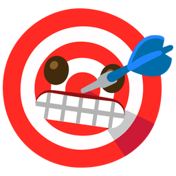 bullseye and grimacing face