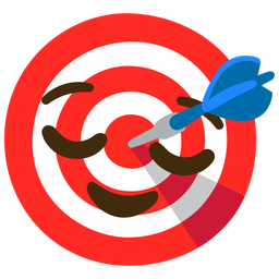 bullseye and relieved face