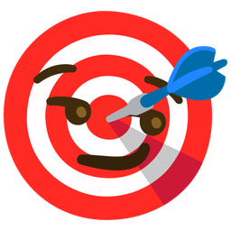 bullseye and smirking face