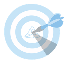 bullseye and snow-capped mountain