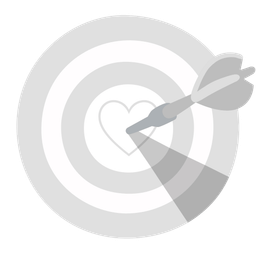 bullseye and white heart