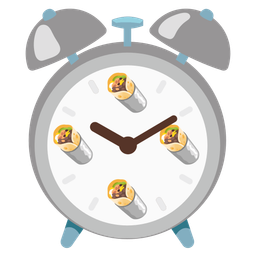 burrito and alarm clock