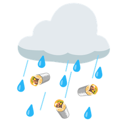 burrito and cloud with rain