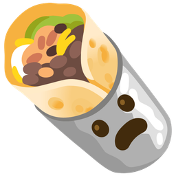 burrito and frowning face with open mouth