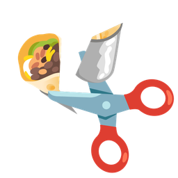 burrito and scissors
