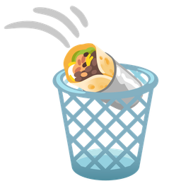 burrito and wastebasket