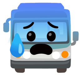 bus and anxious face with sweat