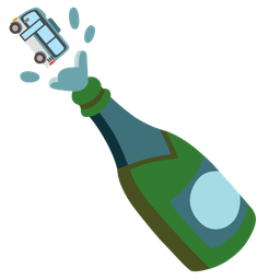 bus and bottle with popping cork