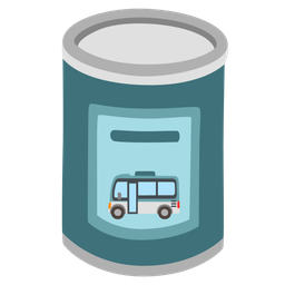 bus and canned food