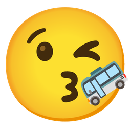 Bus and Face blowing a kiss