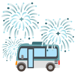 bus and fireworks