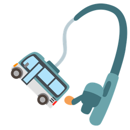 bus and fishing pole