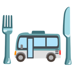 bus and fork and knife with plate