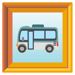bus and framed picture