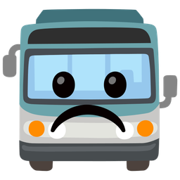 bus and frowning face