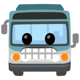 bus and grimacing face