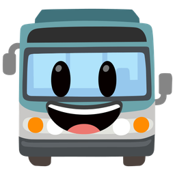 Bus and Grinning face with big eyes