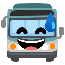 Bus and Grinning face with sweat