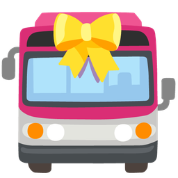 bus and heart with ribbon