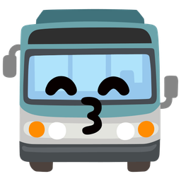 Bus and Kissing face with smiling eyes