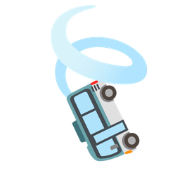 bus and leaf fluttering in wind