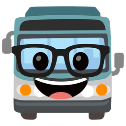 bus and nerd face