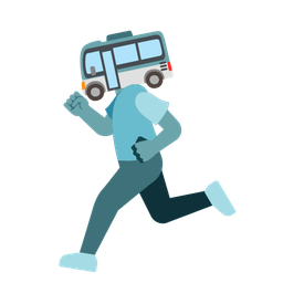 bus and running shoe