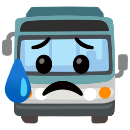 bus and sad but relieved face