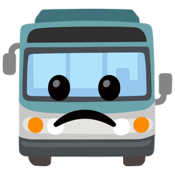 bus and slightly frowning face