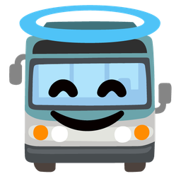Bus and Smiling face with halo