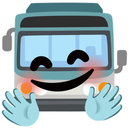 Bus and Smiling face with open hands