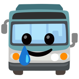 Bus and Smiling face with tear