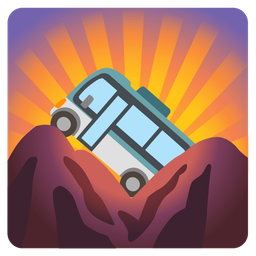 bus and sunrise over mountains
