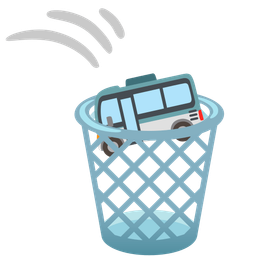 bus and wastebasket