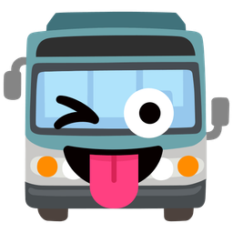 Bus and Winking face with tongue