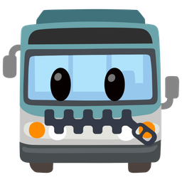 bus and zipper-mouth face