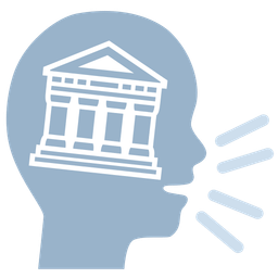 Bust in silhouette and Classical building